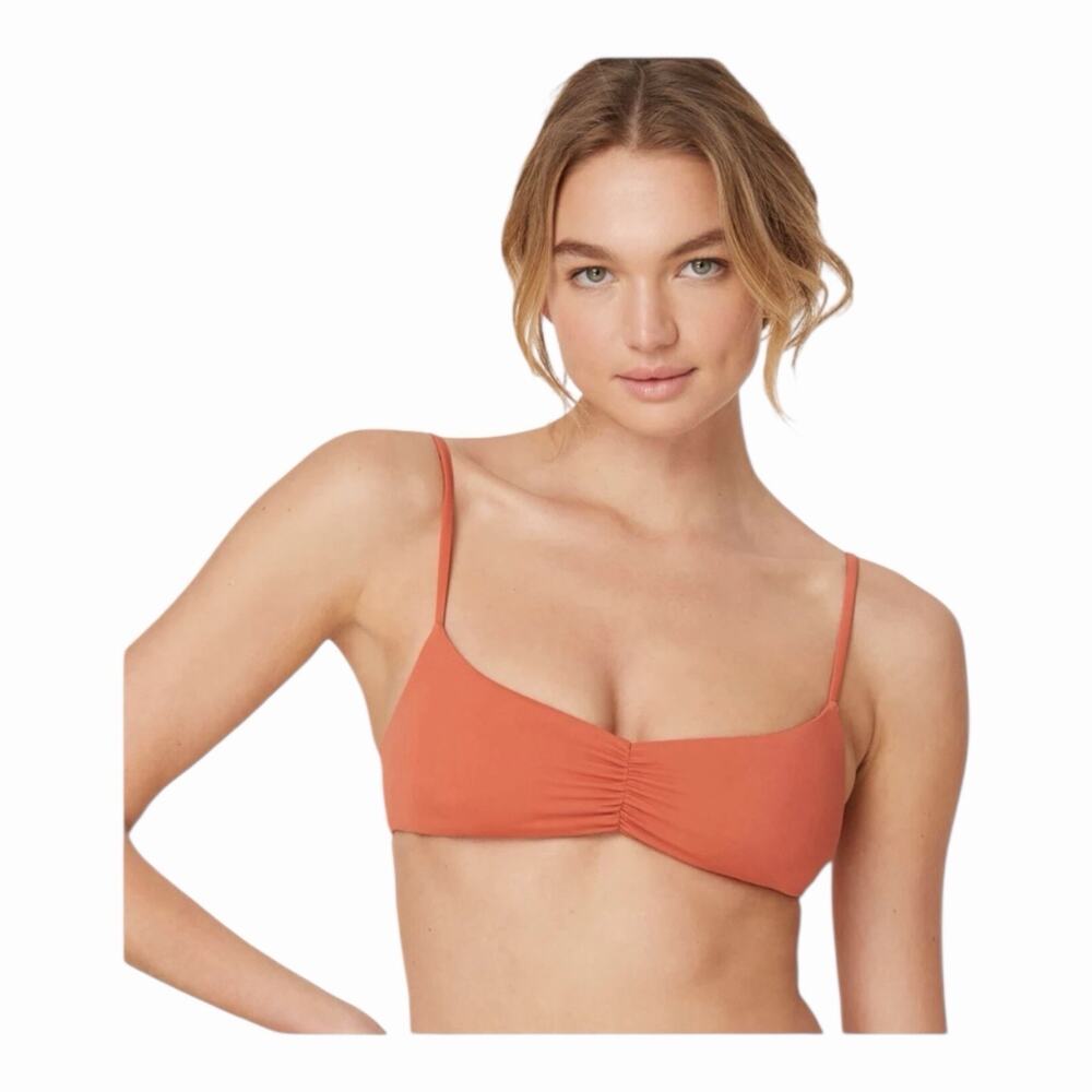 Andie Swim NWT The Symi Bikini Top Cedar Ruched Front Minimalist Swim Medium